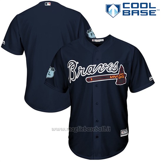Maglia Baseball Uomo Atlanta Braves Blu 2017 Allenamento Primaverile Cool Base